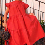 Colors And Six Yards A Lot Of Women's Loose Folds Short-Sleeved Dress Pure