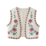 Fongt Women's Summer New External Fashion Retro Embroidery Vest Explosion
