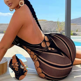 Women Fishnet Halter Backless