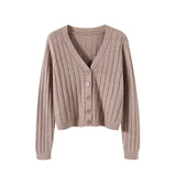 Fongt Autumn And Winter Short External Loose Net Red Long-Sleeved V Sweater Knitted Shirt Solid-Colored Cardigan Coat Top