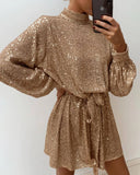 Fongt Evening Dress Gold Slimming Tie With Long Sleeves Of The Bare Back