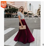 Fongt 2024 New Large-Size High-Waisted Half-Dress Women's Large Swing Skirt Wrinkles Long