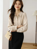 Fongt 2025 New Solid Color Repair Body Clothes Thin Fashion Shirt Elegant Commute OL Chiffon Shirt