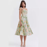 Fongt Women's Clothing 2026 Spring And Summer Temperament Thin Slings Sexy Open Broken Flower Dress