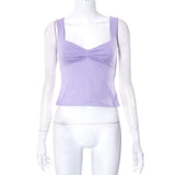 Square Collar Tank Women Slim Split Crop Tops Chic Backless Sleeveless Casual Camis Summer 2023 Y2K Double Layer-Outfit