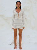 Fongt Beach Dress Women Solid Color Sexy Knitted Beach Bikini Women's Dress