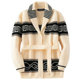 Fongt Men's Autumn And Winter Thicker Knitted Knitted Shirt Retro-Pined Thick Knitted Sweater Jacket