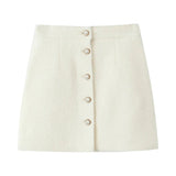 Tweed Pearl Button Sleeveless Tank Top And Mini Skirt Set-Outfit