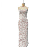 Fongt Women's Clothing 2025 Summer New Sexy Lace-Back Sling Dress