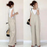 Fongt Solid Color 2025 Summer New Women's Slings Pure Color Casual Loose Broad Leg Pants