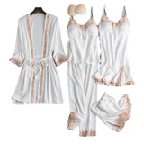 Fongt Pajamas With Thoracic Silk Sexy Slings Gold Five-Piece Set Of Pajamas Thin
