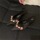 Fongt Small Sandals Women's 2024 New Summer Explosive Temperament Sharp-Heeled High-Heeled Shoes With Skirt Ballet Style