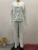Fongt Autumn New Fashion Pure Color Loose Knitted Shirt Top Two Sets Of Women