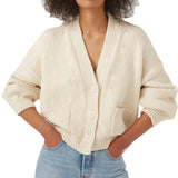 Fongt / Winter New Sweater Women's Long Sleeve Pocket Single Breasted V-Neck Knit