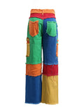 Fongt Trendy Personality Loose Pants 2025 Autumn New Splicing High-Waisted Wide-Legged Jeans Woman