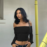 Fongt Sexy Fashion Collar T-Shirt Folded Umbilical T-Shirt