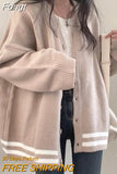 Korean Style Basic Solid Cardigan Sweater Women Preppy Fashion Oversize Long Sleeve Jumper Female Autumn V-neck