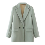 And Summer 2024 New Simple Loose Double-Breasted Suit Jacket New Suit For Women In Spring And Autumn-Outfit