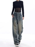 Vintage Dark Wash High Waist Boyfriend Jeans-Outfit