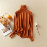 New-Coming Autumn Winter Tops Solid Turn-Down Collar Pullovers Female Thick Turtleneck Knitted High Street Women