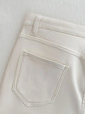 Fongt Of The Super Advanced Rice White Straight Leg Jeans Female High Waist Small Nine Points Cigarette Pipe Pants And Velvet And Thick-Outfit