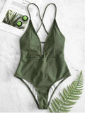 Women Front Tie Push Up Padded One Piece Swimsuit Deep V Neck Bathers Bathing Suit Backless Swimming Suit