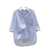 Fongt Pink Striped Shirt 2025 Summer New Women's Art Small Fresh Bat Sleeve Single Pocket Collar Top