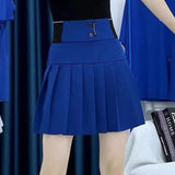 High Waist Mini Pleated Skirts Women Korean Preppy Style Chic Short Faldas Elegant Black Safety Lined Tennis