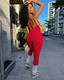 Casual Fitness Rompers Womens Jumpsuit Sleeveless Knit Rib Elastic Bodycon Jumpsuits Backless Workout Overalls for Women-Outfit