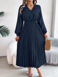 Shooting 2025 Spring And Summer Elegant Temperament V-Neck Lace Waist 100-Folded Dress Women's