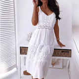 Fongt New Sexy Lace Splicing Sling Beach Dress