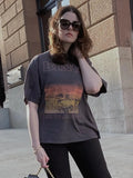 Graphic T-Shirts for Women 2023 Summer Clothes Cotton Printed Vintage Tee Shirt Female Fashion Tees Tops Tshirt