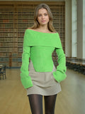 Fongt Lazy Top Dress 2025 Autumn New Fashion Niche Irregular Shoulder Knitted Sweater Woman