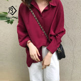 Arrival Women Wine Red Oversize Chiffon Blouse Batwing Sleeve Casual Solid Long Shirt Women's Chic Tops Feminina Blusa