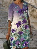 Elegant Floral Print Dress 703-0-Outfit