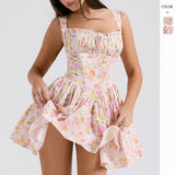 Fongt Summer Dress Crumb Sling Dress Slim Thin Ballet Style Ponum Small Skirt