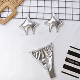 Bikini Set 2022 Sexy Pentagram Design Clear Strap Thong Swimsuit Women Neon Green Transparent Bathing Suit Beach