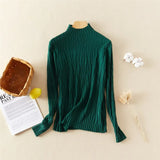 New-Coming Spring Autumn Tops Solid Slim Turtleneck Pullovers Female Thick Soft Knitted High Street Women
