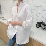 Solid Loose Women Shirt Spring Elegant Clothes Autumn New Cotton White Blouse Women Vintage Long Sleeve Tops Blusas
