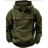 Fongt And Autumn New Men's Hooded Solid Color Sweater Youth Sports Multi-Pocket Coat