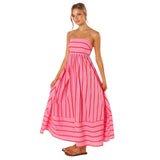 Fongt Spring And Summer Striped Suspenders Open Back Big Clear Fresh Air Dress-88111-Outfit