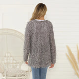 Women's Autumn Coat Long-Sleeved Cardigan Medium-Length Plush Jacket-Outfit