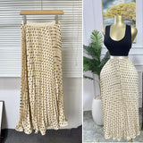 Fongt Fashion Folding Wave Half-Dress French Sweet High-Waisted A-Shaped Skirt Mid-Long Folds Skirt