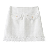 Fongt New Coarse-Woven Short-Coat Coat Coarse-Woven Mini-Skirt Set