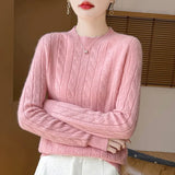 Fongt Girl Feeling Jasmine Sweater Knitted Retro Collar Top Autumn And Winter Thick Bottom Shirt 2025