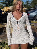 Fongt Beach Skirt Knitted Long-Sleeved Ass Bikini Swimsuit Burqa Holiday Sunscreen Woman