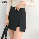 Women Asymmetrical Casual Solid Fashion High Waist Ulzzang Chic Stylish Skinny Sexy Side-slit Tender Ladies Elegant