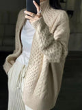And Winter New Thick Turtleneck Knitted Cardigan Women's Loose Wool Sweater Cardigan Soft Female Jacket Top