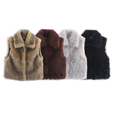 Fongt Women's Dress 2025 New Street Fashion Fur One Vest