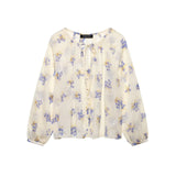 Fongt Homemade New Women's Classic Flower Printed Transparent Shirt 2587/056/330